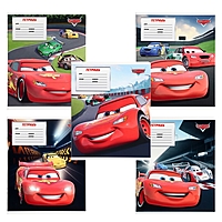 Тетрадь 12 листов, 5 видов МИКС, клетка, Тачки