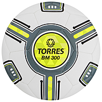 Мяч футб. TORRES BM 300, F323655, р.5, 32 пан.,ТПУ, 2подкл. слой, маш.сш., бело-серо-желтый