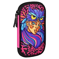 Пенал 1 секция 110 х 200 мм, текстильный, Феникс "Девушка сова"