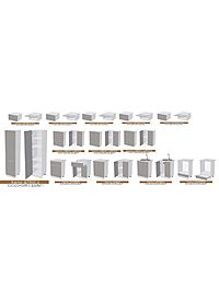 Кухня трёхуровневая в потолок «Престиж», 3000 мм, цвет белый/мрамор золото МДФ