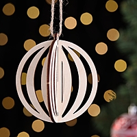 Деревянная игрушка на ёлку "Вертикальные", шар, диаметр 8 см