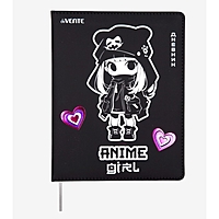 Дневник универсальный для 1-11 класса Anime Girl, твёрдая обложка, искусственная кожа, с поролоном, шелкография, ляссе, 80 г/м2