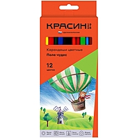 Набор карандашей цветных Красин "Поле чудес", трёхгранные, заточенные, европодвес, 12 штук
