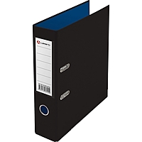 Папка-регистратор Lamark PVC 75мм 2-ух стор. покрытие, черный/синий, кант., карман, собр.