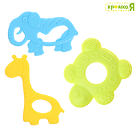 КРОШКА Я Набор Прорезывателей 3шт: Черепаха, Жираф, Слон+ Шнурок SL-07098B