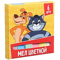 Мелки цветные школьные 6шт "Простоквашино", прямоугольные