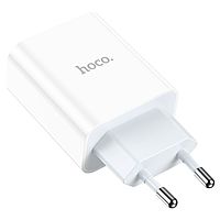 Сетевое зарядное устройство Hoco C97A, 1 USB, 1 Type-C, 20 вт + 18 Вт, PD + QC, белое