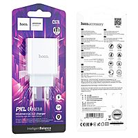 Сетевое зарядное устройство Hoco C97A, 1 USB, 1 Type-C, 20 вт + 18 Вт, PD + QC, белое