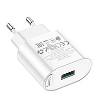 Сетевое зарядное устройство Hoco C109A, 1 USB, 18 Вт, QC, белое