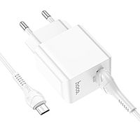 Сетевое зарядное устройство Hoco C98A, 1 USB, 18 Вт, QC, кабель Micro USB -USB, 1 м, белое