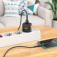 Сетевое зарядное устройство Hoco N32, 1 Type-C, 30 Вт, PD + QC, чёрное