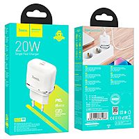 Сетевое зарядное устройство Hoco N24, 1 Type-C, 20 Вт, PD + QC, белое