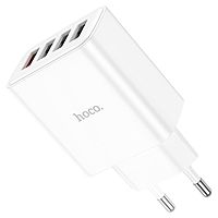 Сетевое зарядное устройство Hoco C102A, 1 USB, 18 Вт, 3 USB, 2.1 А, QC, белое