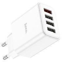 Сетевое зарядное устройство Hoco C102A, 1 USB, 18 Вт, 3 USB, 2.1 А, QC, белое