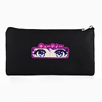 Пенал мягкий 20х11 см, "Аниме глаза", текстиль, черный