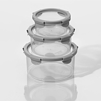 Набор ланч-боксов 3шт круг 500мл/1000мл/1900мл, цвет серый