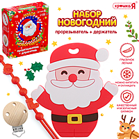Крошка Я набор "Новогодний прорезыватель с держателем", SL-07118B дед мороз, цвет красный