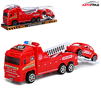 Грузовик инерционный "Эвакуатор", с машинкой, цвет красный
