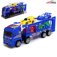 Грузовик инерционный "Автовоз", с 4 машинами, цвет синий