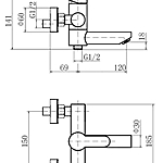 Смеситель для ванны Fashun A53001 короткий излив