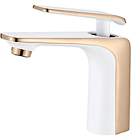 Смеситель для раковины Ledeme L1074WR белый/розовое золото