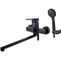 Смеситель для ванны Ledeme L2280B длинным изливом черный