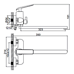 Смеситель для ванны Ledeme L2274B длинный излив черный