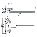 Смеситель для ванны Ledeme L2372 длинный излив