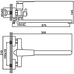 Смеситель для ванны Ledeme L2278U длинный излив графит