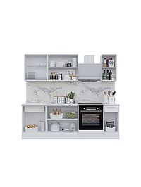 Кухня прямая «Ева», под встраиваемую технику, 2400 мм, цвет белый софт МДФ/графит софт МДФ