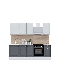 Кухня прямая «Ева», под встраиваемую технику, 2400 мм, цвет белый софт МДФ/графит софт МДФ