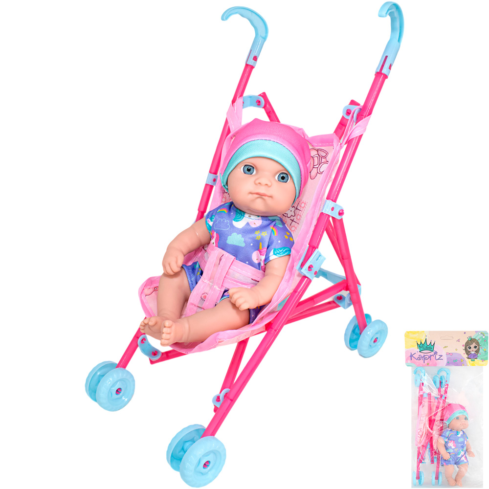 Пупс с коляской Miss Kapriz MK2320K-CA в пакете