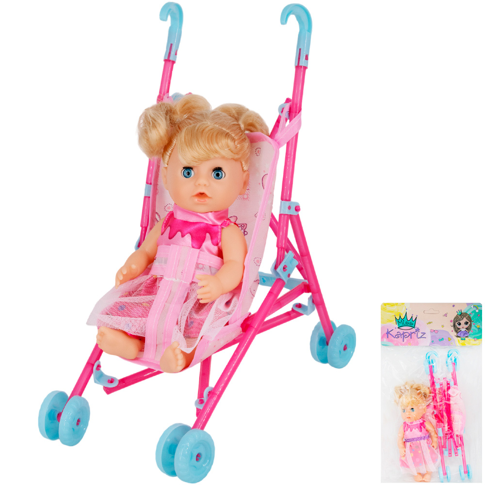 Пупс с коляской Miss Kapriz MK2320K-GC в пакете