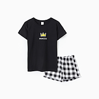 Комплект женский домашний (футболка,шорты) "Princess", цвет чёрный, размер 48