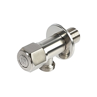 Кран угловой ZEIN engr, 1/2" х 1/2", кран-букса латунь/керамика, нерж. сталь, сатин