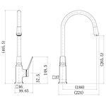 Смеситель для кухни Fashun A4186-7 гибкий излив черный/хром