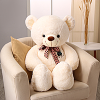 Мягкая игрушка "Мишка" с бантом в горошек, 100 см, цвет белый