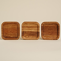 (SL HOME) Набор тарелок-подставок , 3 шт, дуб, 10x10x2 см