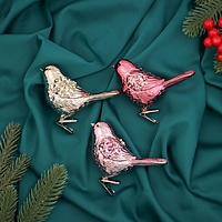 Украшение ёлочное "Сказочная птица" (набор 3 шт) на зажимах, 10,5х7 см, микс