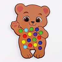 Сортер "Мишка"  с бомбошками и пинцетом 15*21см