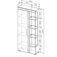 Шкаф 2-х дверный «Вена», 850×326×2000 мм, стекло, кашемир серый / МДФ ясень шимо тёмный