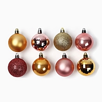 Ёлочные шары новогодние, на Новый год, d=5 см, 20 шт., цвет золотой и розовые