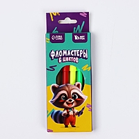 Фломастеры ArtFox 6 цветов, вентилируемый колпачок, "Енот"