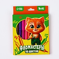 Фломастеры ArtFox 12 цветов, вентилируемый колпачок, "Кот"