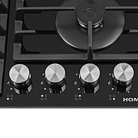 Варочная панель HOMSair HGG646BK, газовая, 4 конфорки, чёрный