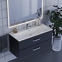 Тумба с раковиной Uperwood Foster 100 см, подвесная, черная