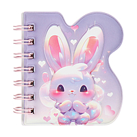 Записная книжка подарочная на гребне 80л,линия, цветной блок,обложка ПВХ 3D Зайка(10х10,5см)   10539