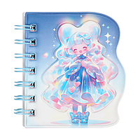 Записная книжка подарочная на гребне 80л,линия, цветной блок,облож.ПВХ 3D Аниме(10,2х10,5см)   10539
