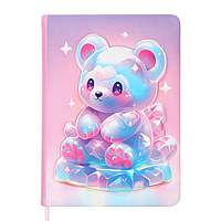 Записная книжка подарочная 96л,линия, цветной срез,обложка ПВХ 3D Мишка (17,7х12,4см)