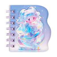 Записная книжка подарочная на гребне 80л,линия, цветной блок,облож.ПВХ 3D Аниме(10,2х10,5см)   10539